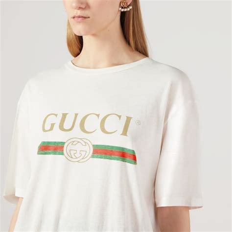 gucci logo t shirt white|gucci logo t shirt women's.